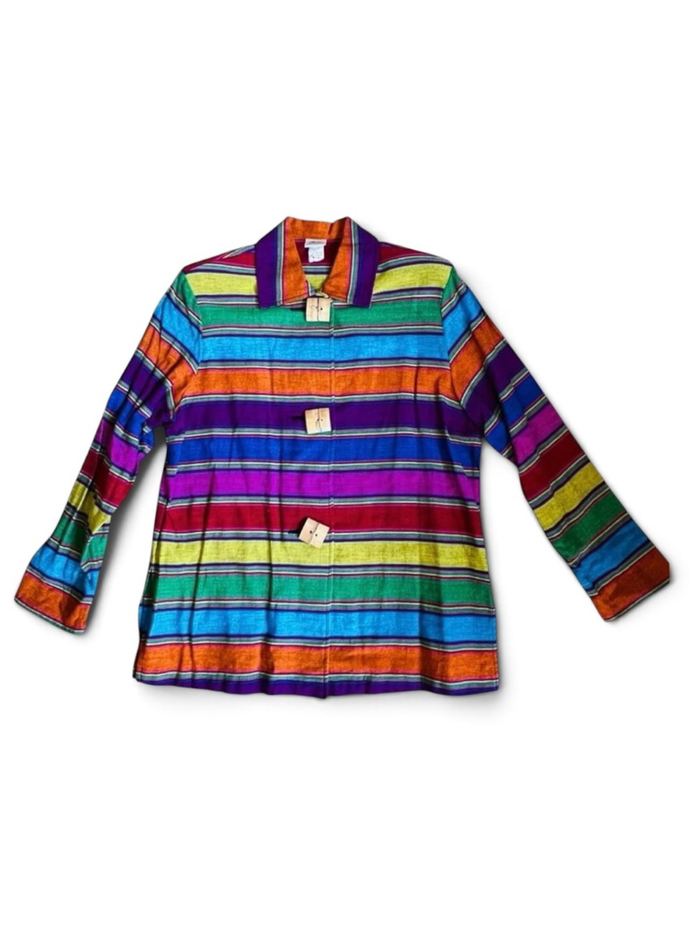 Norm Thompson Vintage 90s Women’s Sz L Multicolor Western Jacket Stripes Woven